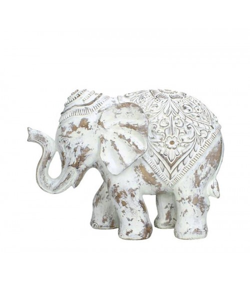 HOMEGURU-WER-8229 Ελέφαντας σε Ινδικό στυλ, ντεκαπέ λευκό, 23cm