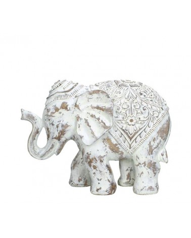 HOMEGURU-WER-8229 Ελέφαντας σε Ινδικό στυλ, ντεκαπέ λευκό, 23cm
