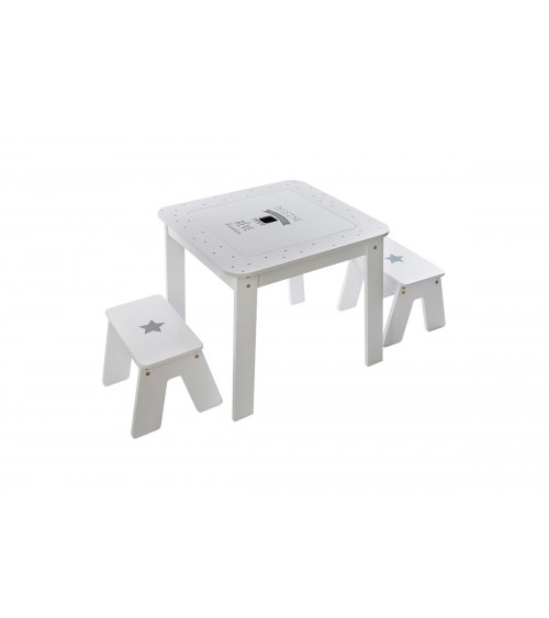 PAKOWORLD-Παιδικό τραπέζι Elvis σετ 3τεμ λευκό 57x57x51,5εκ