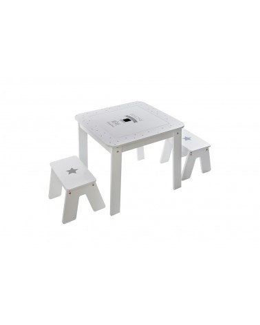 PAKOWORLD-Παιδικό τραπέζι Elvis σετ 3τεμ λευκό 57x57x51,5εκ