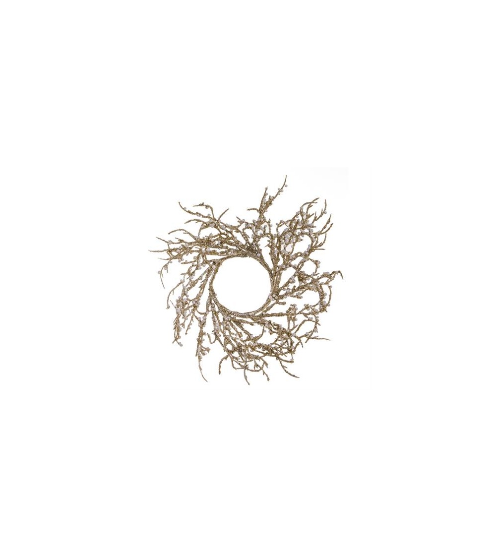 HOMEGURU-MS614 Στεφάνι κεριού πέρλες,σαμπανι/χρυσό,20cm