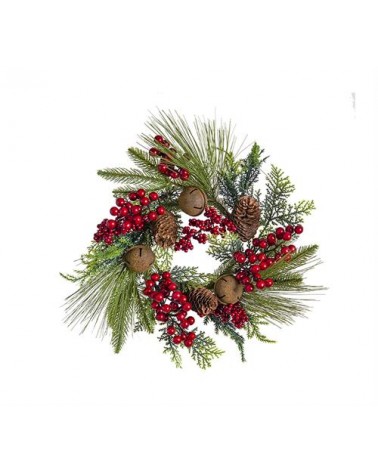 HOMEGURU-MS638 Στεφάνι mixed pine κουκουνάρια & berries 25cm