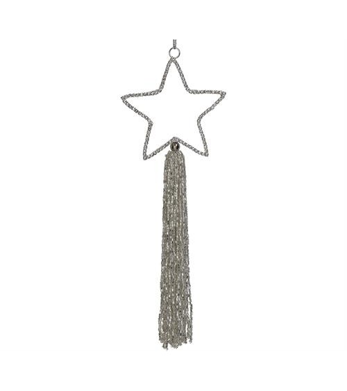HOMEGURU-MAS-7143 Στολίδι σχ.αστέρι με ζιργκόν & φουντίτσα, 23cm