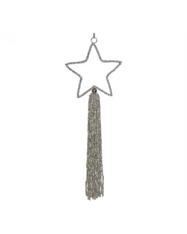 HOMEGURU-MAS-7143 Στολίδι σχ.αστέρι με ζιργκόν & φουντίτσα, 23cm