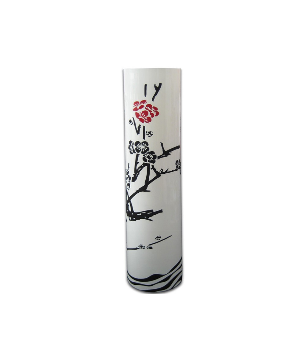 HOMEGURU-EL100 Επιδαπέδιο γυάλινο βάζο οπαλίνα με ζωγραφιά "Cherry Blossom"