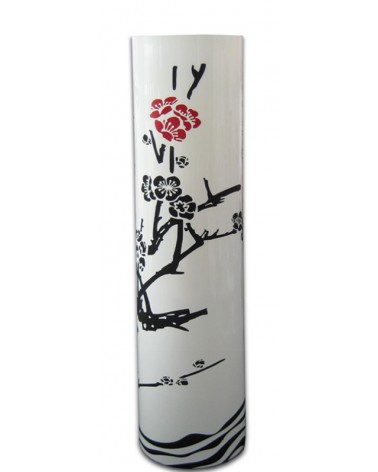 HOMEGURU-EL100 Επιδαπέδιο γυάλινο βάζο οπαλίνα με ζωγραφιά "Cherry Blossom"