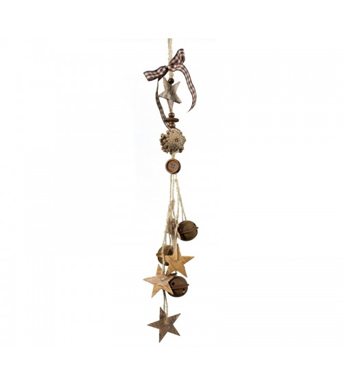 HOMEGURU-MS581 Γιρλάντα με κουκουνάρια και ξύλινα  αστέρια, 53cm