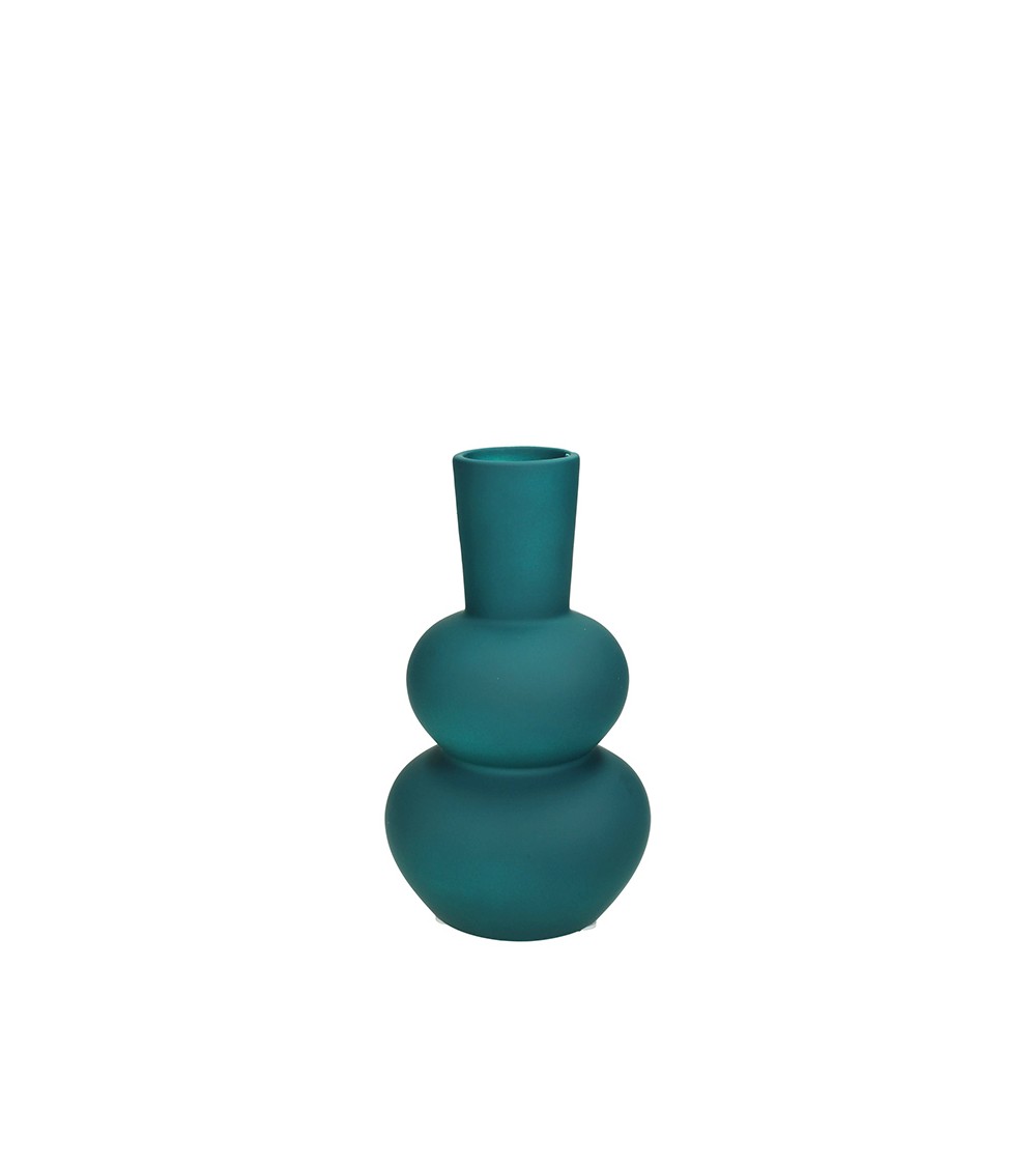HOMEGURU-XET-7832 Κεραμικό βάζο "minimal",ματ πετρόλ,19,7cm