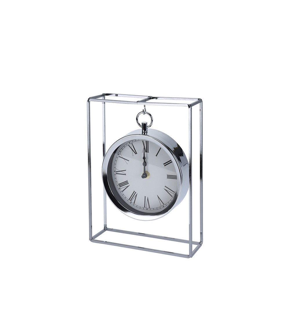HOMEGURU-CL343 Επιτραπέζιο ρολόι νίκελ ασημί σε τετράγωνο πλαίσιο,18x25cm