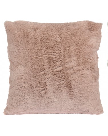 Μαξιλάρι συνθετική γούνα λαγού 2χρ.,ροζ&κρεμ,45x45cm