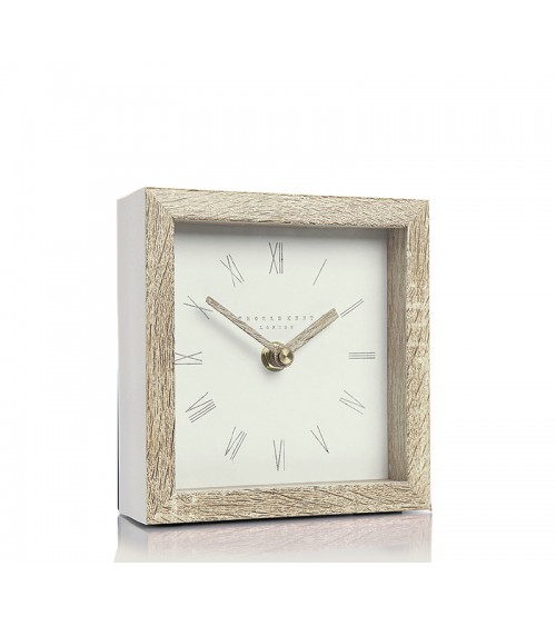 HOMEGURU-CL357 Επιτραπέζιο ρολόι σε απομίμηση ξύλου,λευκο χρ.,14cm