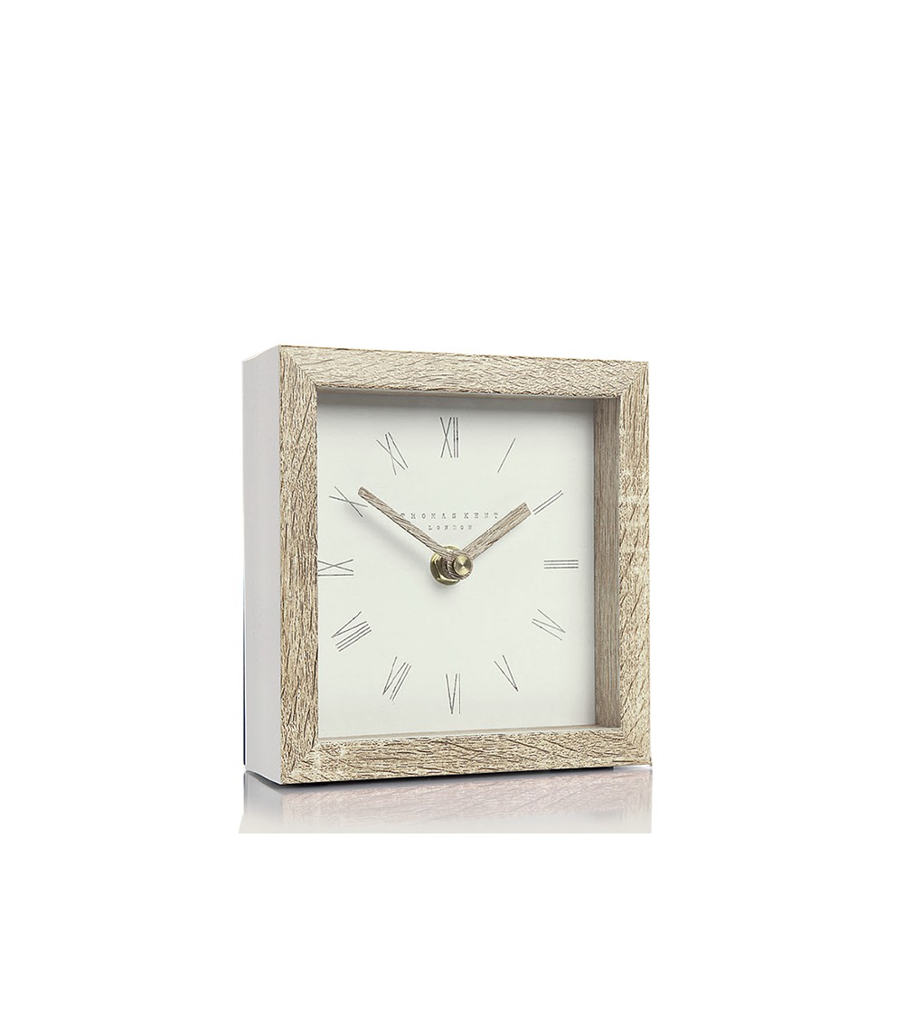 HOMEGURU-CL357 Επιτραπέζιο ρολόι σε απομίμηση ξύλου,λευκο χρ.,14cm