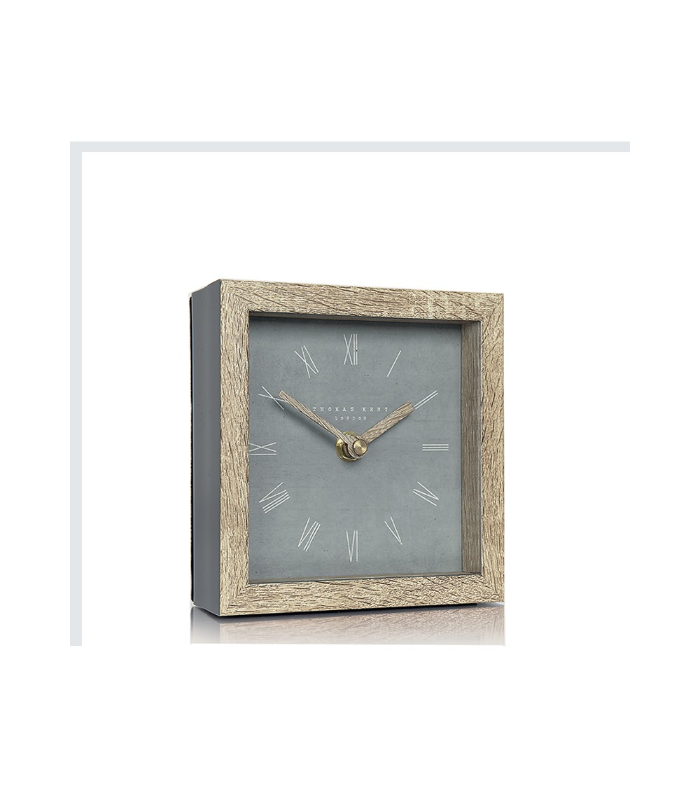 HOMEGURU-CL358 Επιτραπέζιο ρολόι σε απομίμηση ξύλου,γκρι χρ.,14cm