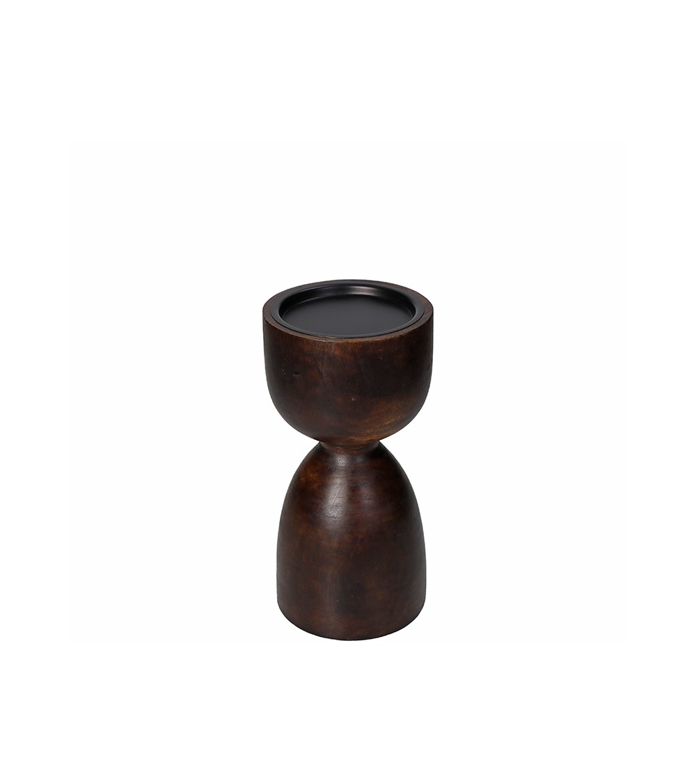 HOMEGURU-XET-9676 Φαρδύ ξύλινο κηροπήγιο καφέ,10x20cm