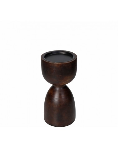 HOMEGURU-XET-9676 Φαρδύ ξύλινο κηροπήγιο καφέ,10x20cm
