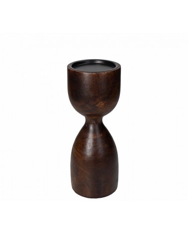 HOMEGURU-XET-9677 Φαρδύ ξύλινο κηροπήγιο καφέ,10x25cm