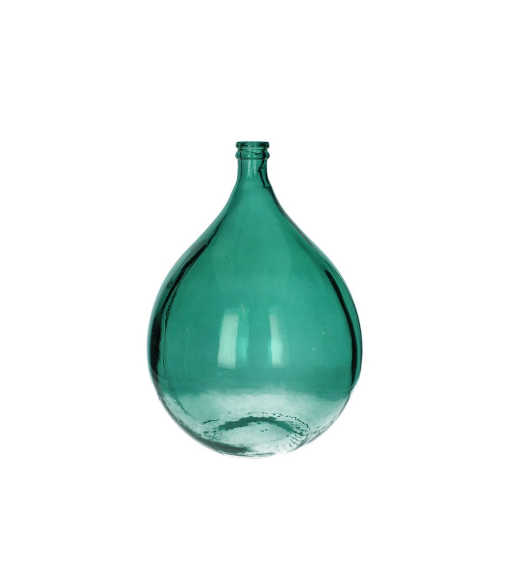 HOMEGURU-LEV-1541 Μεγάλο βάζο από ανακυκλωμένο γυαλί σε πετρολ χρ., 40x56cm