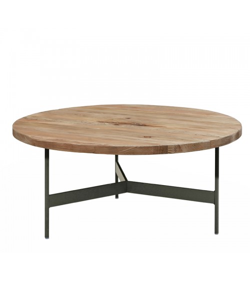 HOMEGURU-HG219 Στρογγυλό coffee table, μασίφ καπάκι μεταλ.βάση δ.90x34cm