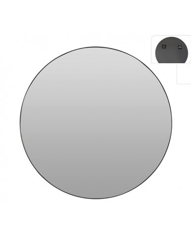 HOMEGURU-MI137 Στρογγυλός καθρέπτης με λεπτή μαύρη κορνίζα,Δ.75cm
