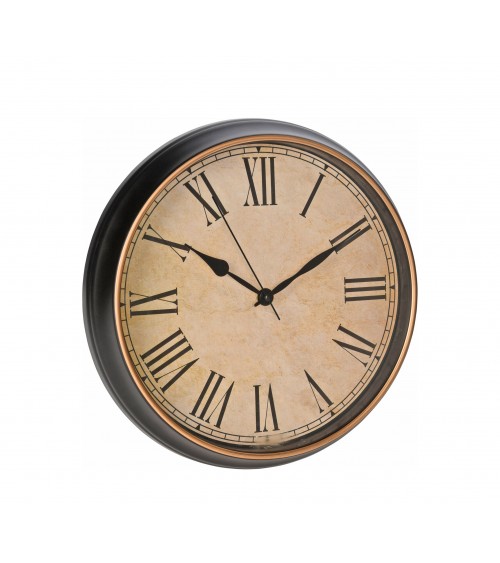 HOMEGURU-CL362 Ρολόι (P.S) μαύρο με χρυσό χείλος & αντικέ καντράν,35cm