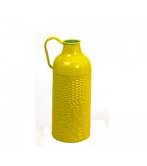 HOMEGURU-ID225-Y Vintage μεταλλικό βάζο με λαβή, κίτρινο 37.5cm