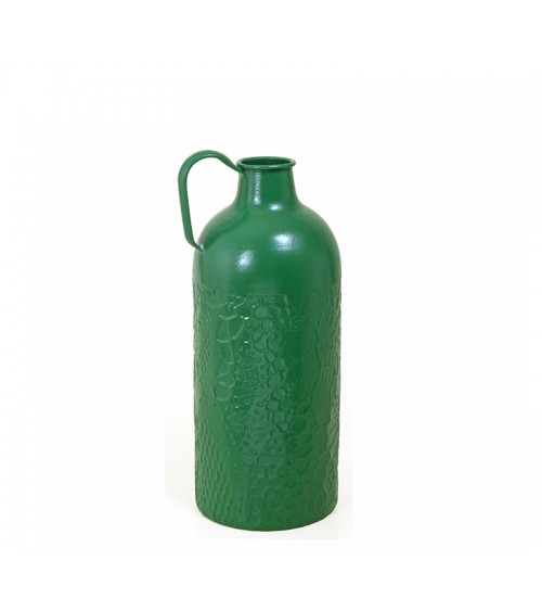 HOMEGURU-ID225-G Vintage μεταλλικό βάζο με λαβή, πράσινο 37.5cm