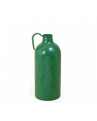 HOMEGURU-ID225-G Vintage μεταλλικό βάζο με λαβή, πράσινο 37.5cm