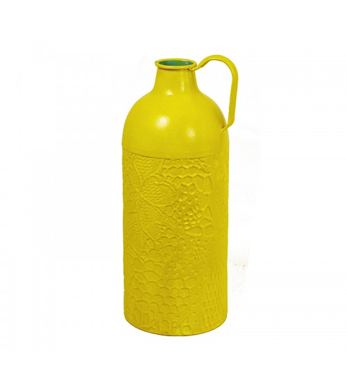 HOMEGURU-ID226-Y Vintage μεταλλικό βάζο με λαβή κίτρινο 42.5cm