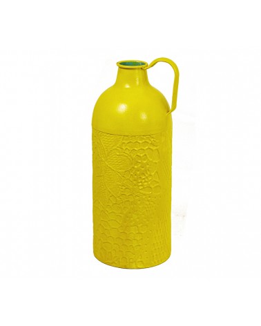 HOMEGURU-ID226-Y Vintage μεταλλικό βάζο με λαβή κίτρινο 42.5cm