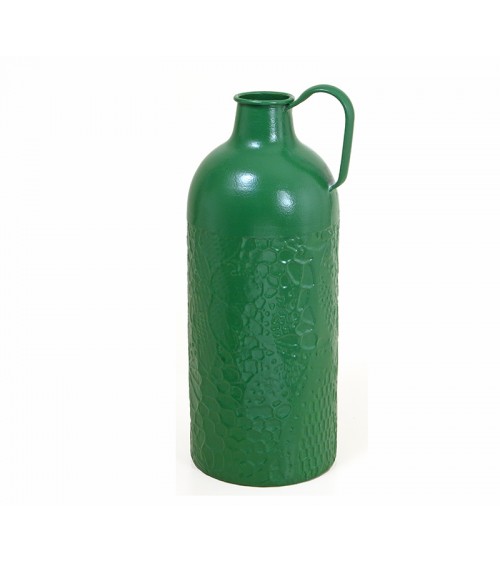 HOMEGURU-ID226-G Vintage μεταλλικό βάζο με λαβή πράσινο42.5cm