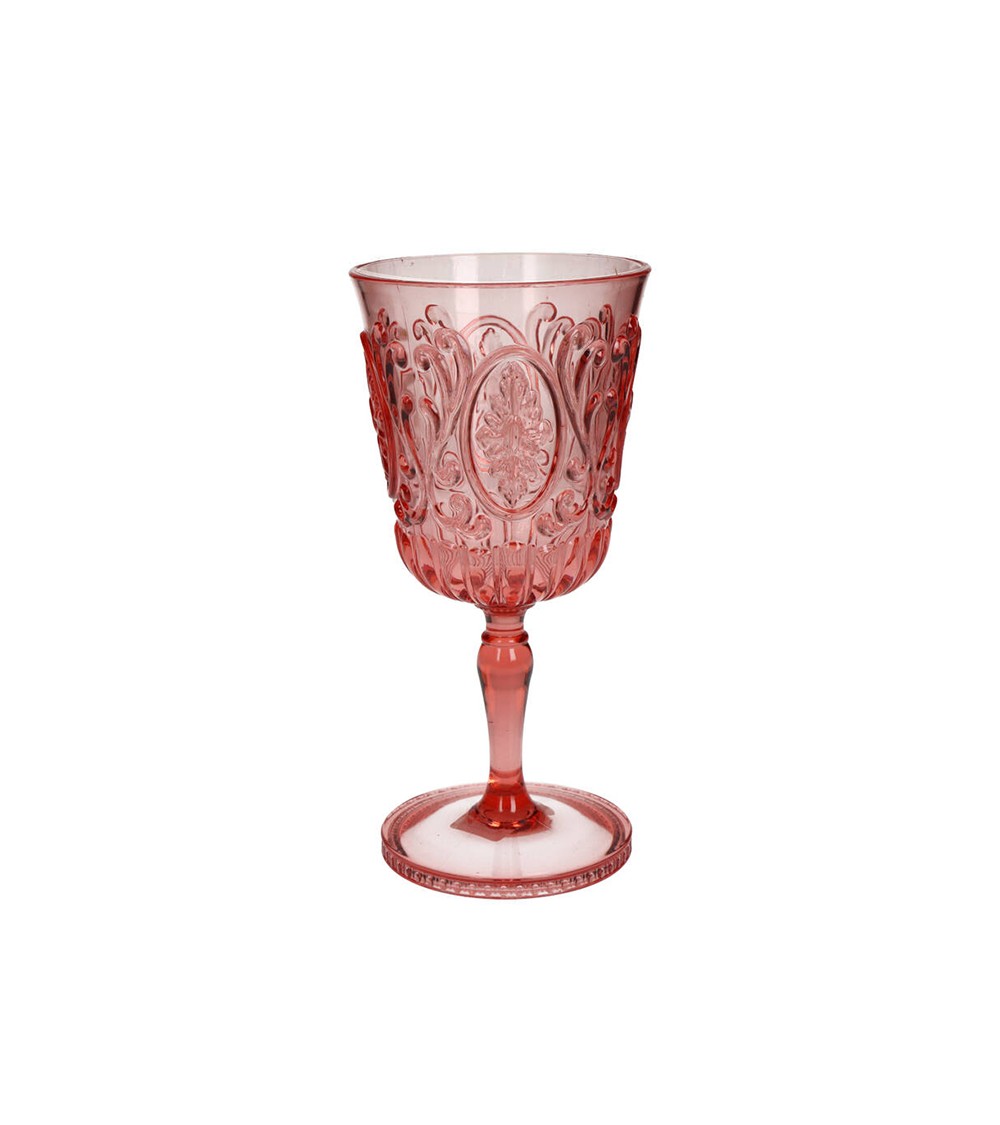 HOMEGURU-KAL-2035 Ακρυλικό ποτήρι με πόδι vintage pink,19cm