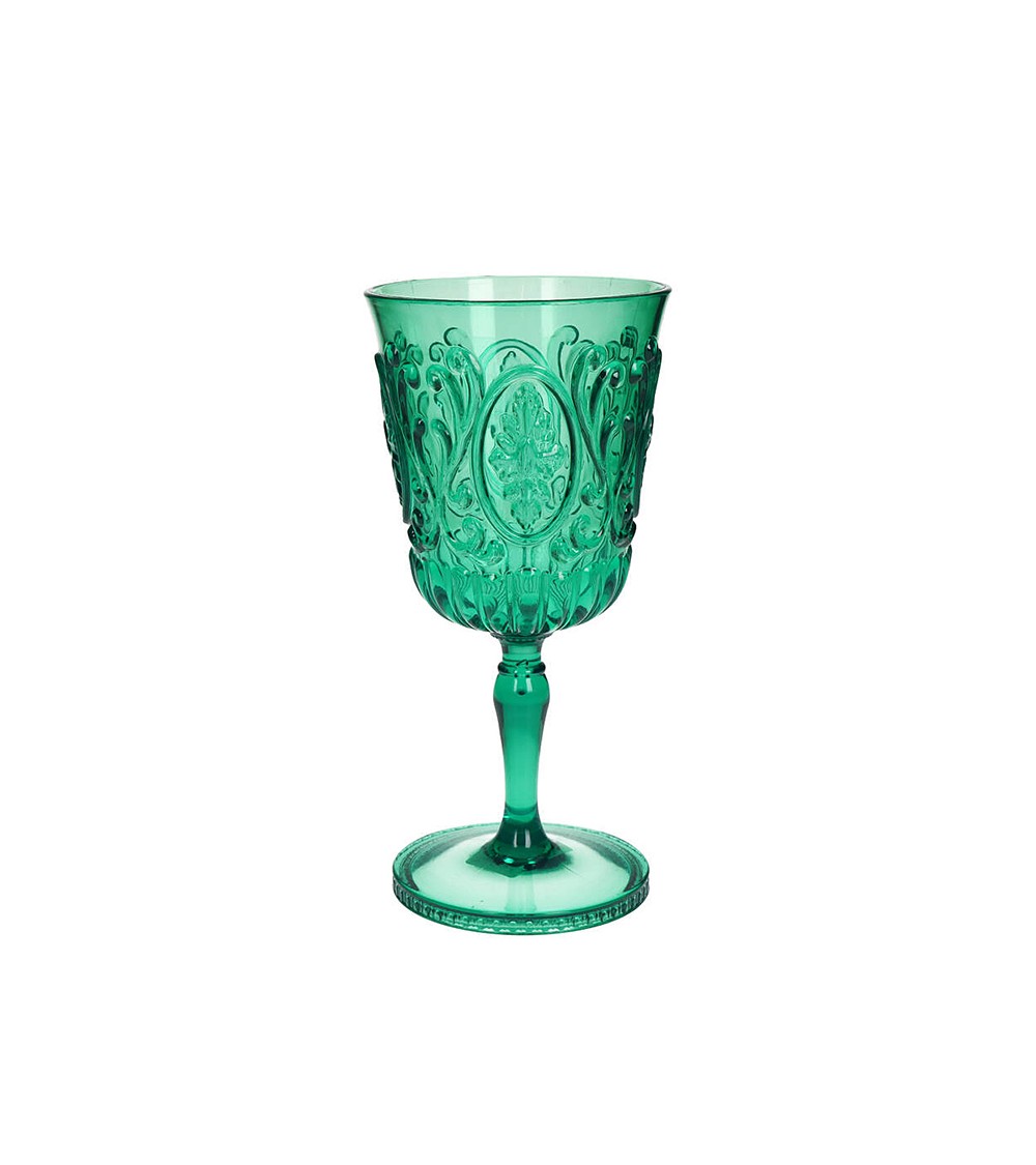 HOMEGURU-KAL-2038 Ακρυλικό ποτήρι με πόδι vintage green, 19cm