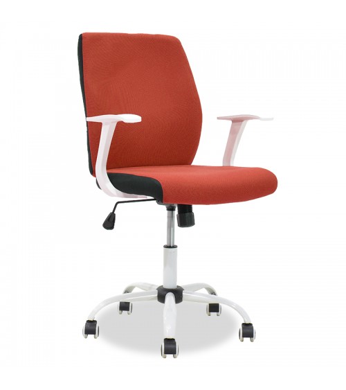 Καρέκλα γραφείου εργασίας Memory pakoworld με ύφασμα κεραμιδί-λευκό