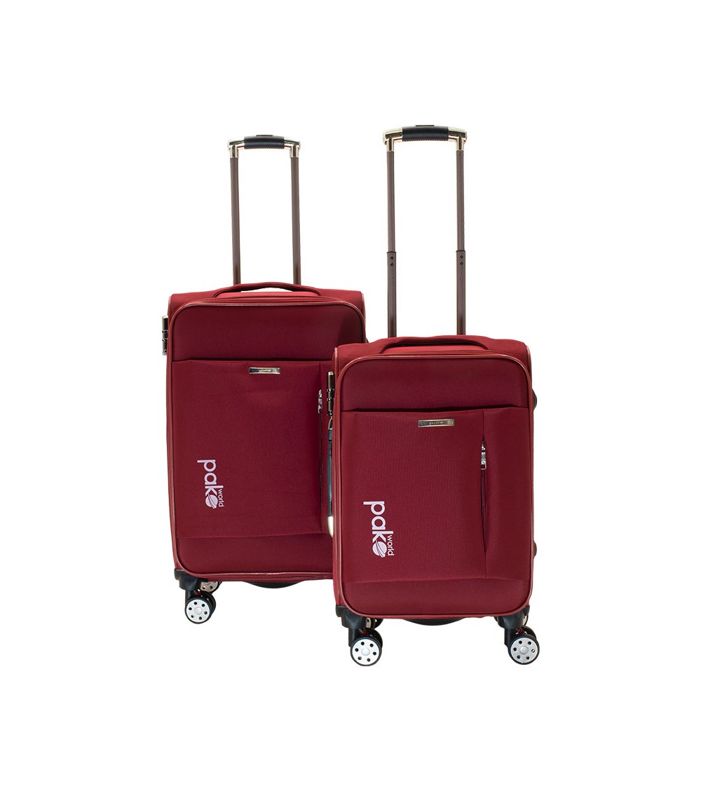Σετ βαλίτσες Adventure pakoworld 2 τμχ τροχήλατες υφασμάτινες χρώμα κόκκινο