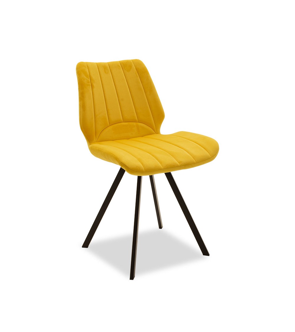 Καρέκλα Sabia pakoworld βελούδο κίτρινο-μαύρο πόδι