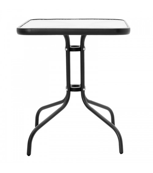Τραπέζι Watson pakoworld μέταλλο μαύρο-γυαλί 60x60x70εκ