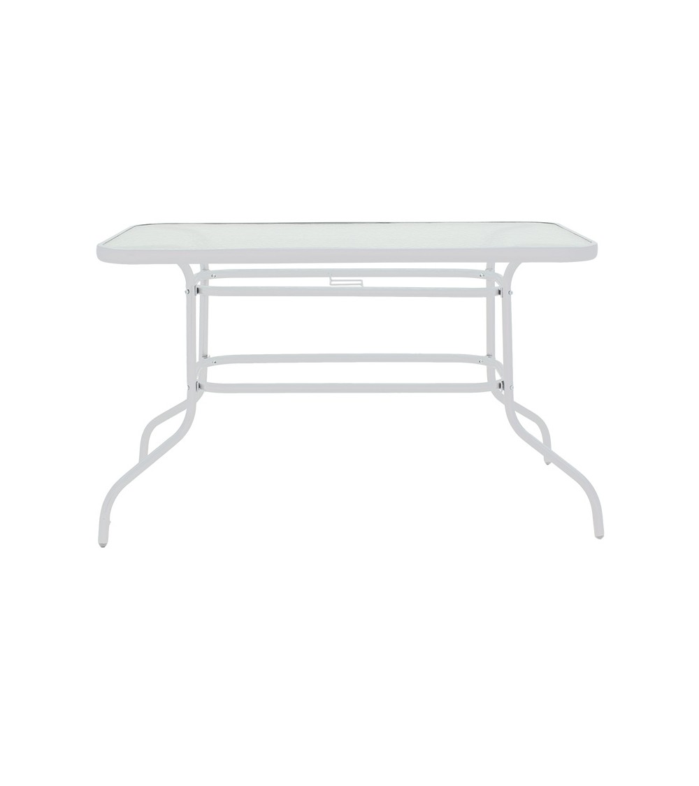 Τραπέζι Valor pakoworld μέταλλο λευκό-γυαλί 120x70x70εκ