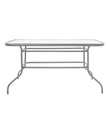 Τραπέζι Valor pakoworld μέταλλο γκρι-γυαλί 140x80x70εκ