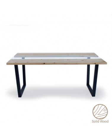 Τραπέζι Lucida pakoworld μασίφ ξύλο πεύκου φυσικό-μαύρο 180x90x75εκ