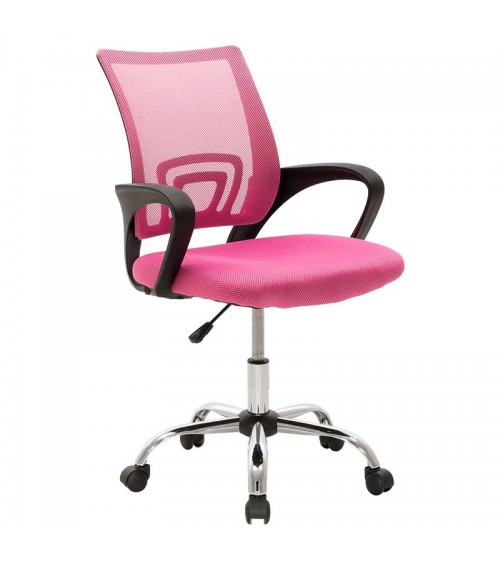 Καρέκλα γραφείου εργασίας Berto I pakoworld ύφασμα mesh ροζ