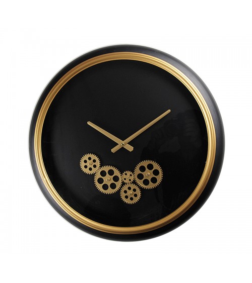 HOMEGURU-CL322 Μοντέρνο Ρολόι τοίχου μεταλλικό με κινούμενο μηχανισμό,Μαύρο/Χρυσό,52cm