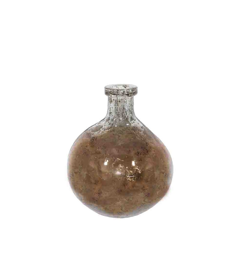 HOMEGURU-IN222 Βάζο σχ.μπάλλα με λαιμό φυσητό γυαλί χαλκινο 16x19cm