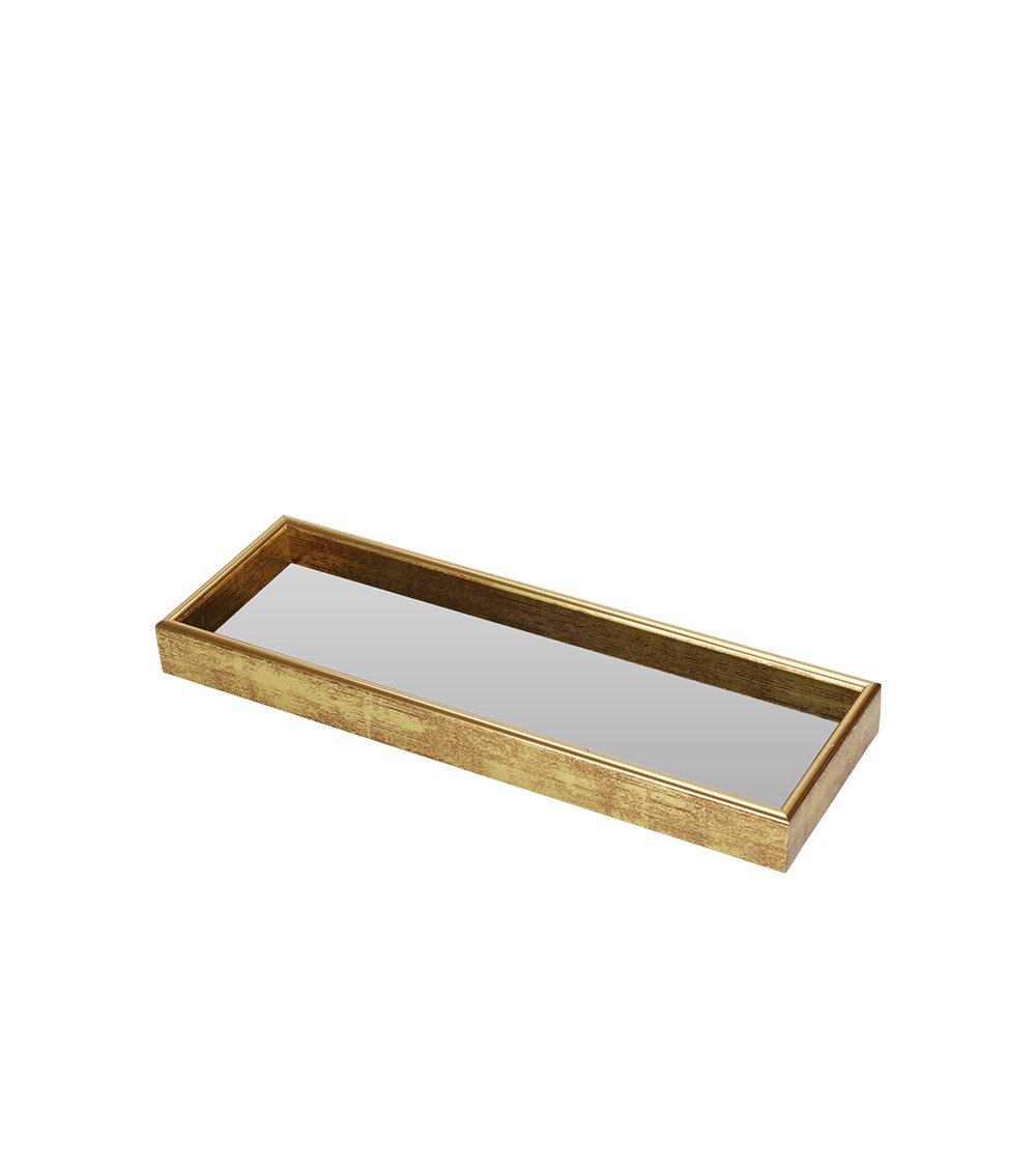 HOMEGURU-HE382 Πλαστικός δίσκος με καθρέπτη σε αντικέ χρυσό 30x10cm