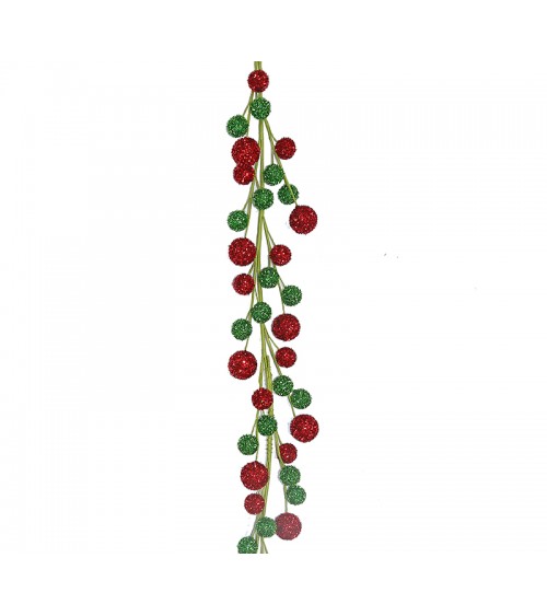 HOMEGURU-AX789 Glittered xmas ball garland red/green,130cm