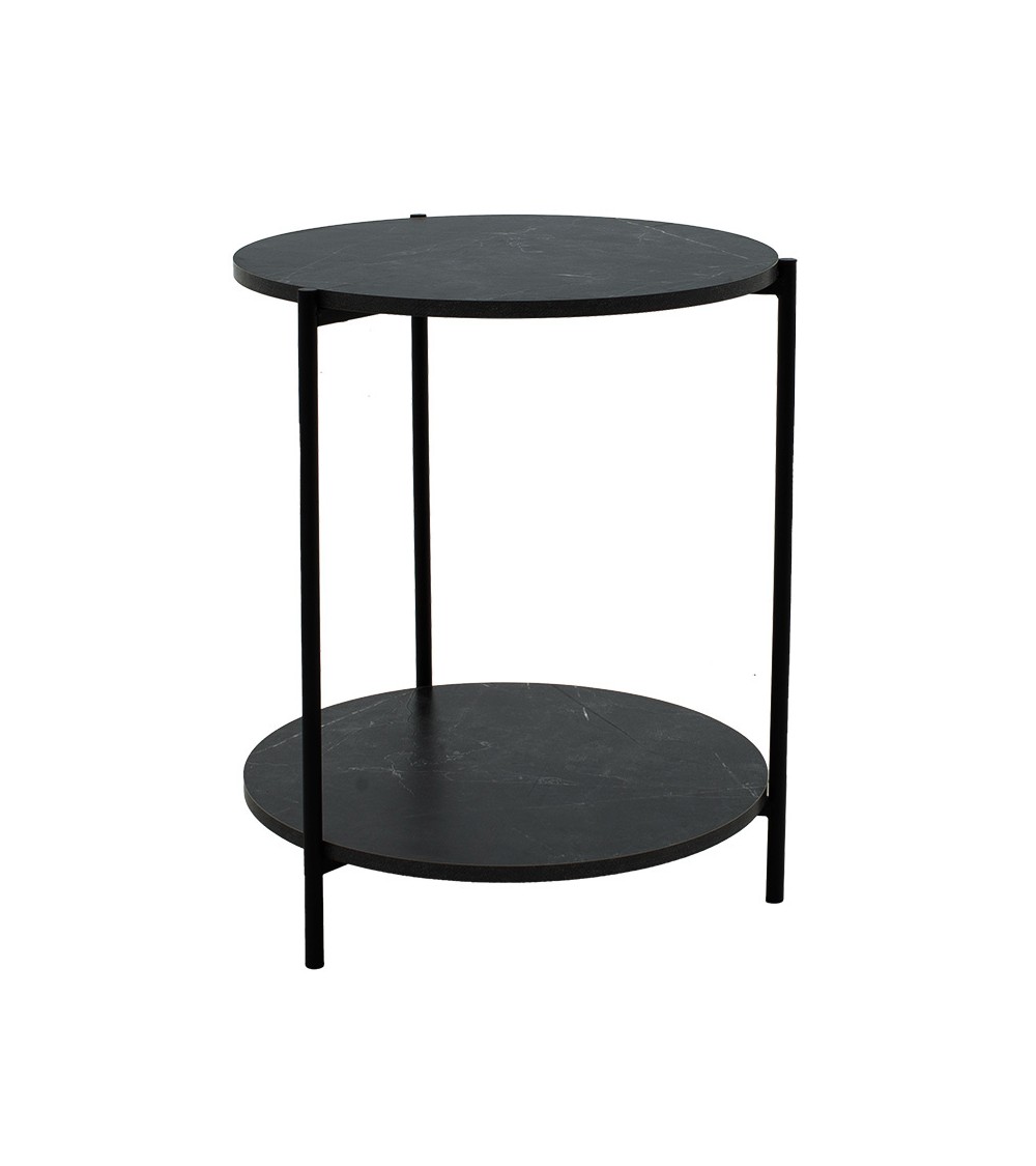 Βοηθητικό τραπέζι Rhythm MDF μαύρο μαρμάρου-μαύρο Φ48x60cm