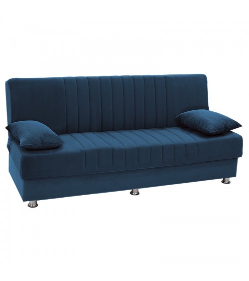Kαναπές κρεβάτι Romina pakoworld 3θέσιος ύφασμα βελουτέ μπλε 180x75x80εκ