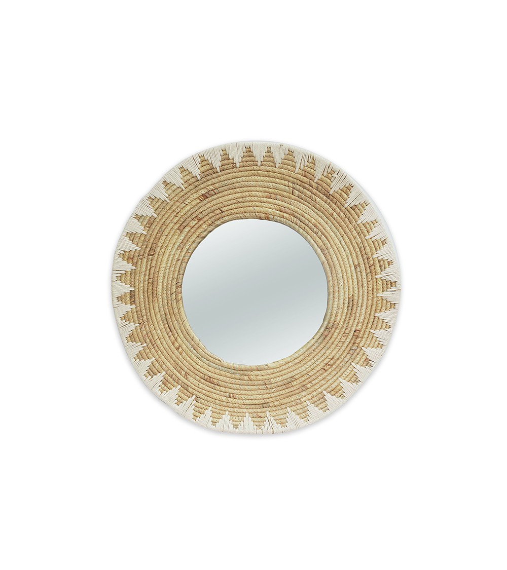 HOMEGURU-VT167 Στρογγυλός καθρέπτης από Υάκινθο & σχοινί Δ.61cm